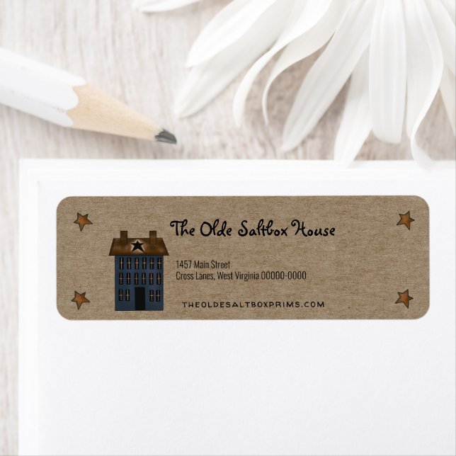 Étiquette Maison de Saltbox de Campagne Primitive Étoiles ro (En situation)