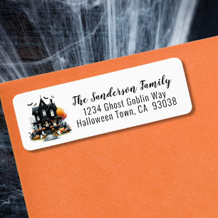 Étiquette Maison Hantée Halloween Adresse de Retour