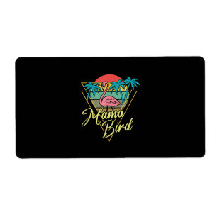 Étiquette Mama Bird Flamant rose Sunset Palm Tree Beach anné