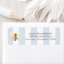 Mama to Bee Honey Baby shower bleu Retour Adresse