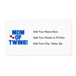 Étiquette Maman de Twins Blue Text Cadfts