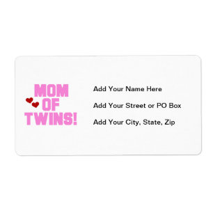 Étiquette Maman de Twins Pink Texte Cadeaux