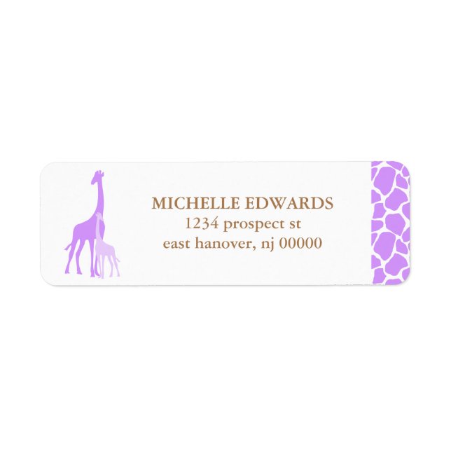 Étiquette Maman et Baby Giraffe Adresse de retour (Devant)