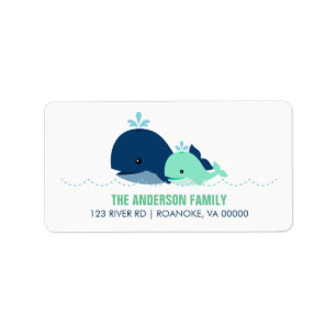 Étiquette Maman et Baby Whale Baby shower {green}