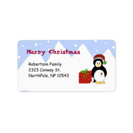 Étiquette Manchots de Noël personnalisables