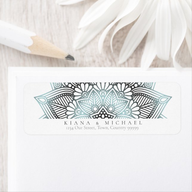 Étiquette Mandala Lace Mariage lt. Blue ID968 (En situation)