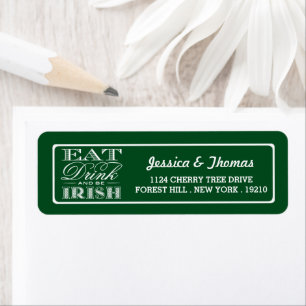 Étiquette Manger, boire et être irlandais St. Patrick's Day