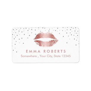 Étiquette Maquillage Artiste Rose Gold Lips Beauté Salon Con