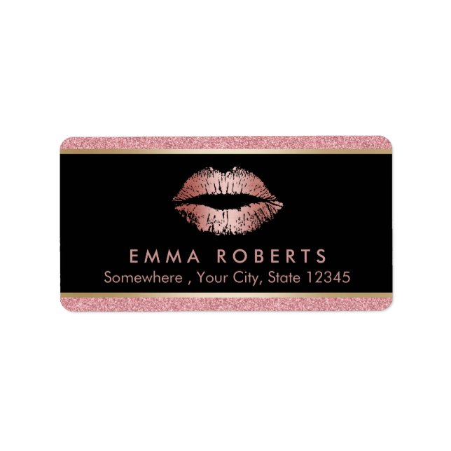 Étiquette Maquillage Artiste Rose moderne Gold Parties scint (Devant)