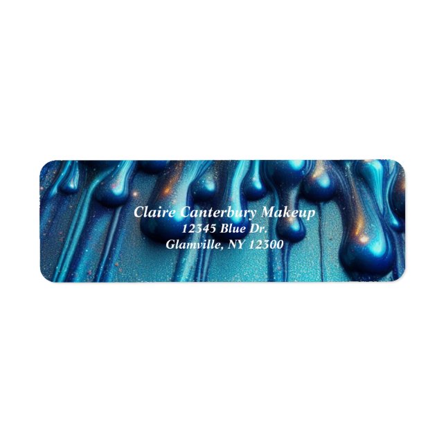 Étiquette Maquillage de Parties scintillant bleue à goutte d (Devant)