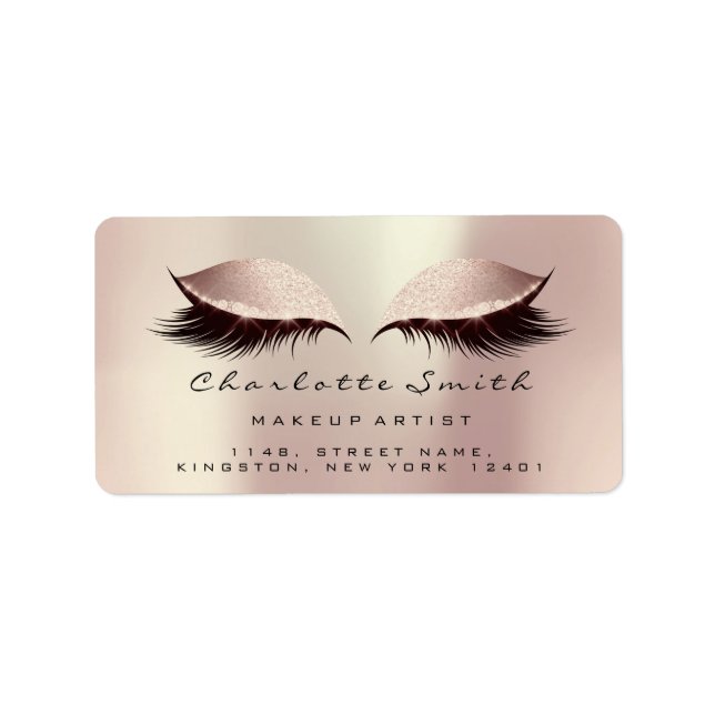 Étiquette Maquillage rose Blush Artist Lashes Beauté RSVP (Devant)