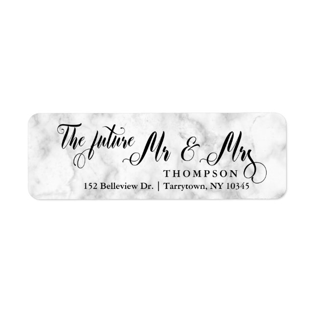 Étiquette Marble Script The Future M. et Mme. (Devant)