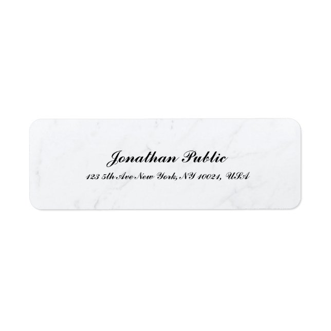 Étiquette Marbre blanc de texte curieux Moderne Modèle simpl (Devant)