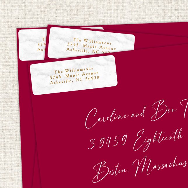 Étiquette Marbre blanc moderne Noël Gold Adresse de retour (Créateur téléchargé)