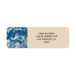 Étiquette Marbre bleu Mariage côtier moderne Adresse de reto