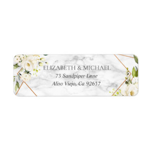 Étiquette Marbre de cuivre Géométrique Florale Adresse de re