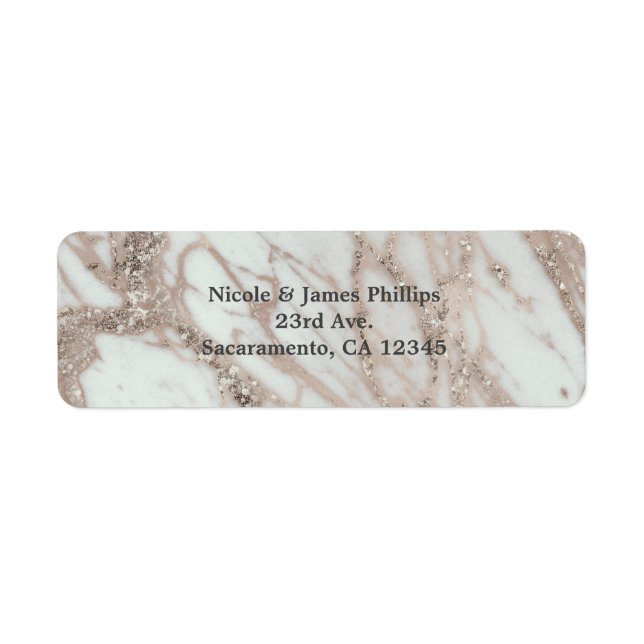 Étiquette Marbre Glam Rose Rose Gold Argent Design Chic (Devant)