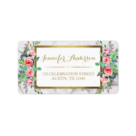 Étiquette Marbre Gold Chic Beaux Roses floraux