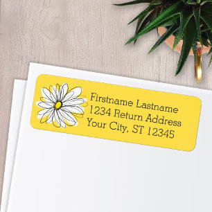 Étiquette Marguerite lunaire jaune et blanc avec texte perso