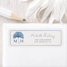 Mariage à l'aquarelle botanique bleu poussiéreux M