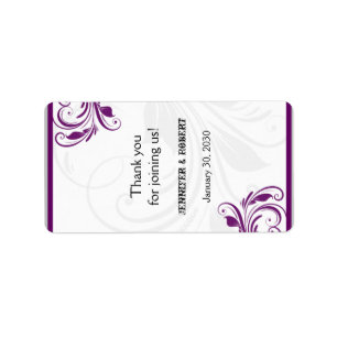 Étiquette Mariage à lèvres en argent et violet