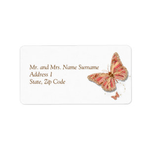 Étiquette mariage à thème papillon corallien