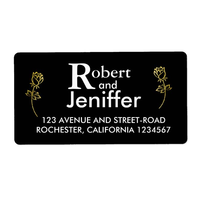 Étiquette Mariage à thème Rose de feuille d'or (Devant)