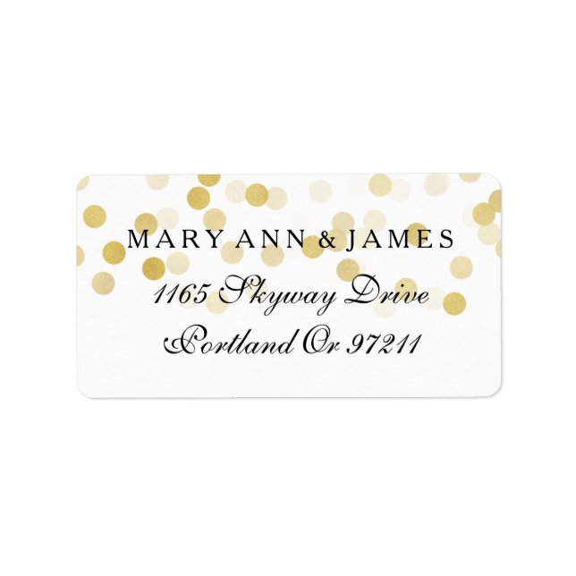 Étiquette Mariage Adresse Gold Foil Parties scintillant (Devant)