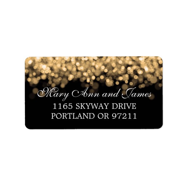 Étiquette Mariage Adresse Gold Lumières (Devant)