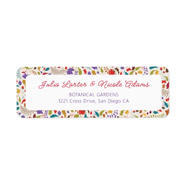 Étiquette Mariage au jardin de fleurs exotiques Wild Rose Wo (Devant)