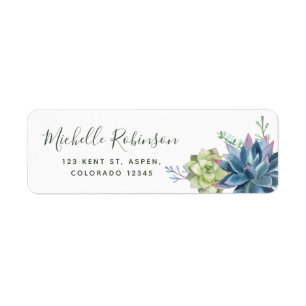 Étiquette Mariage aux cactus succulents de désert à l'aquare