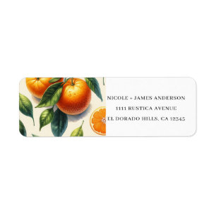 Étiquette Mariage aux feuilles d'orange agrumes à l'aquarell