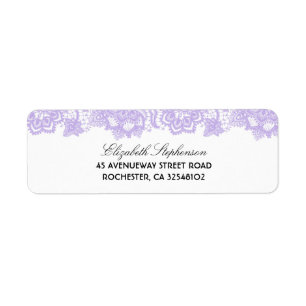 Étiquette Mariage blanc élégant Lavender Lace
