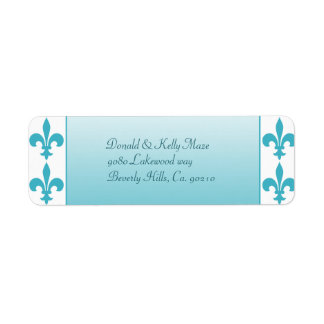 Étiquette Mariage bleu et blanc Fleur De Lis
