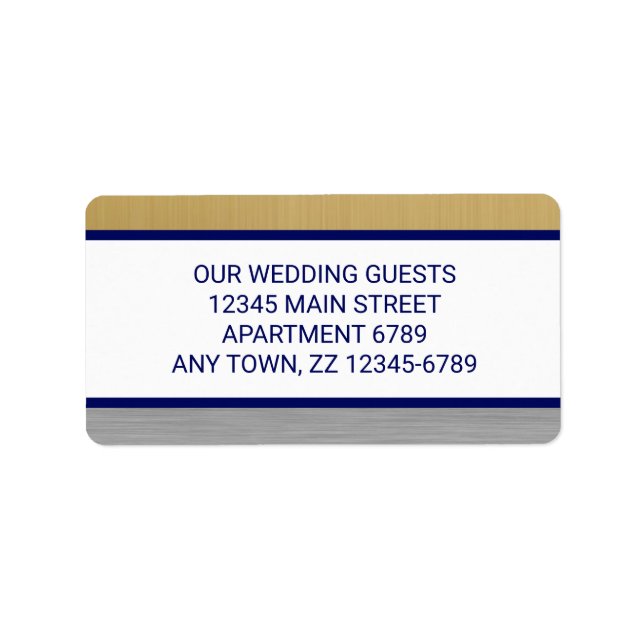 Étiquette Mariage bleu marine Moderne Design Imprimer votre  (Devant)