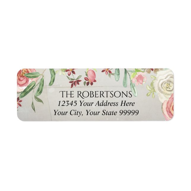 Étiquette Mariage Blush Ivory Roses Bois | Adresse de retour (Devant)