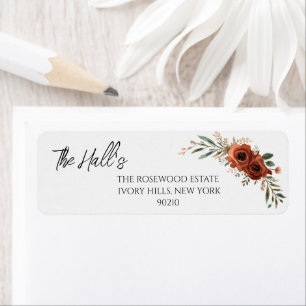 Étiquette Mariage Bohème Floral Terracotta Atmosphérique 