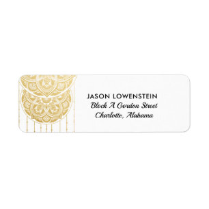 Étiquette Mariage Boho Mandala Faux Gold Faux