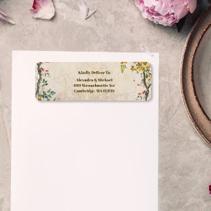 Étiquette Mariage botanique de fleurs sauvages bohème d'auto