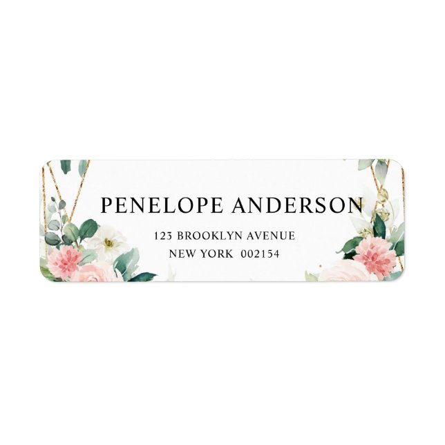 Étiquette Mariage botanique géométrique rose pâle (Devant)