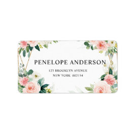 Étiquette Mariage botanique géométrique rose pâle