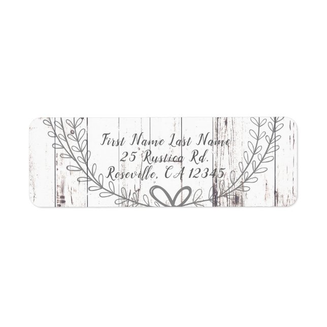 Étiquette Mariage campagnard de ferme rustique en bois blanc (Devant)