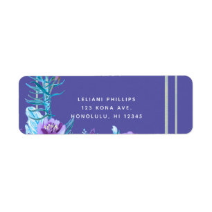Étiquette Mariage Chic Floral Ultra Violet Pourpre & Aqua