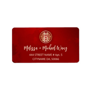 Étiquette Mariage chinois rouge or