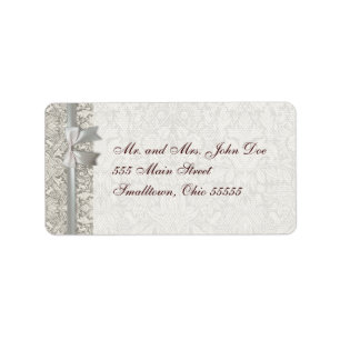 Étiquette Mariage Damassé Vintage Blanc Mariage Vieux Dentel