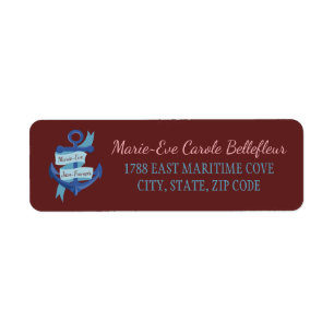 Étiquette Mariage d'Ancre bleu marine personnalisé