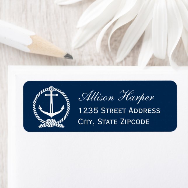 Étiquette Mariage d'Ancres de la Marine Nautique Adresse de  (En situation)