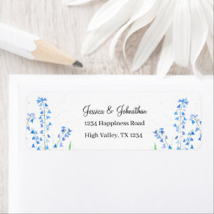 Étiquette Mariage d'aquarelle bleu Floral Bluebells