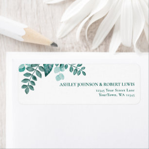 Étiquette Mariage d'aquarelle verte turquoise Adresse de ret
