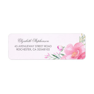 Étiquette Mariage d'aquarelles florales roses et bleues